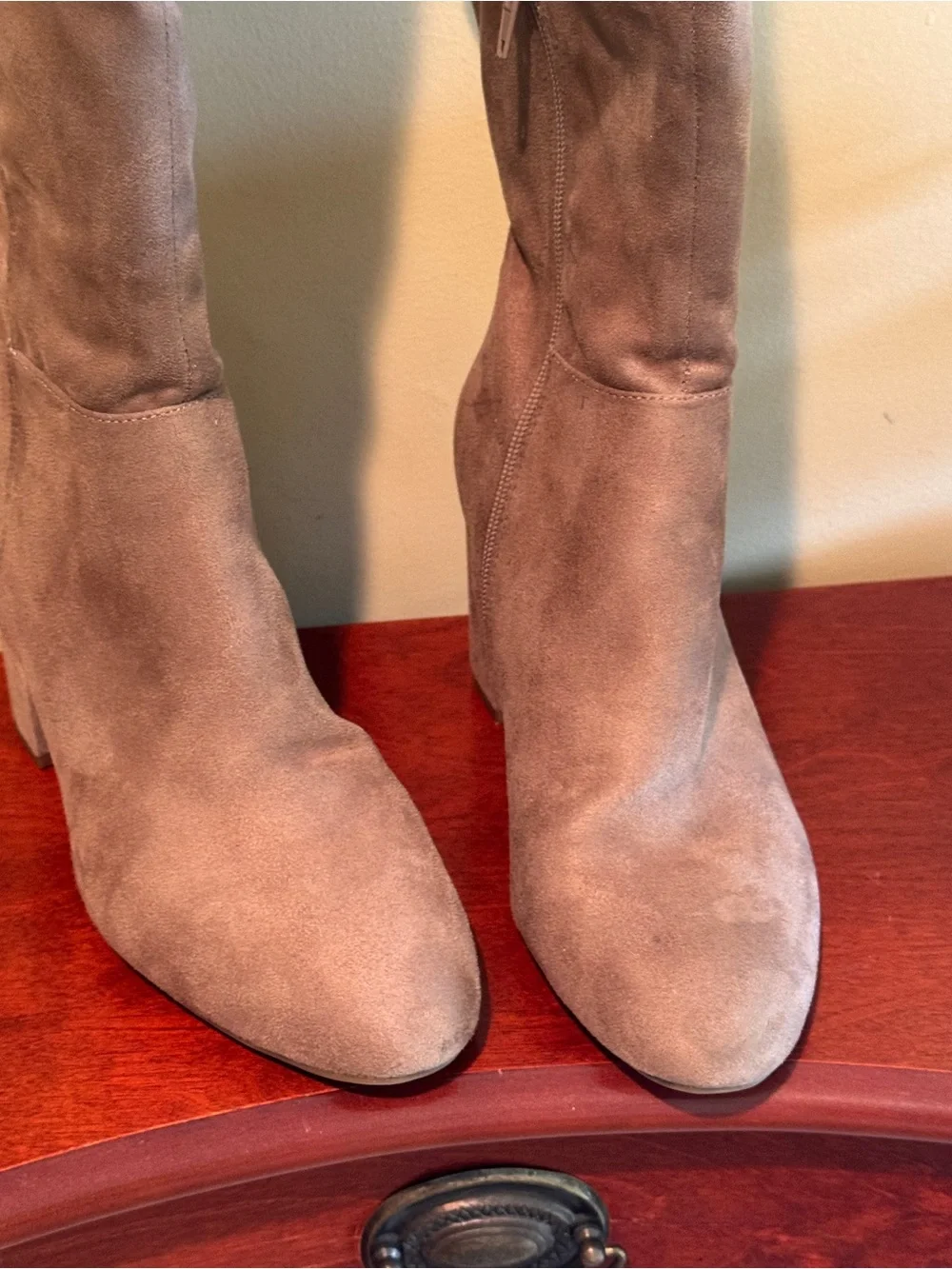Kelly & Katie Taupe Over-the-Knee Suede Boots